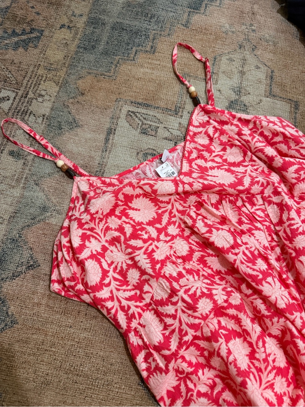 Old Navy Coral and Light Pink Floral Tank Dress